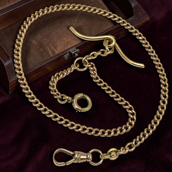 Vintage 14k Rose Gold 15.5” Watch Chain Dog Clip Moustache 3.5mm Curb Necklace! - Picture 12 of 16